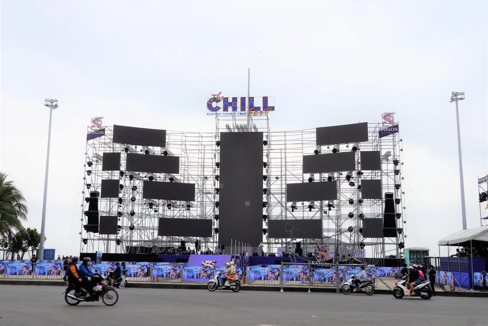 Sân khấu chào đón năm mới 2023 tại Bãi Sau, Vũng Tàu. Ảnh: ĐT