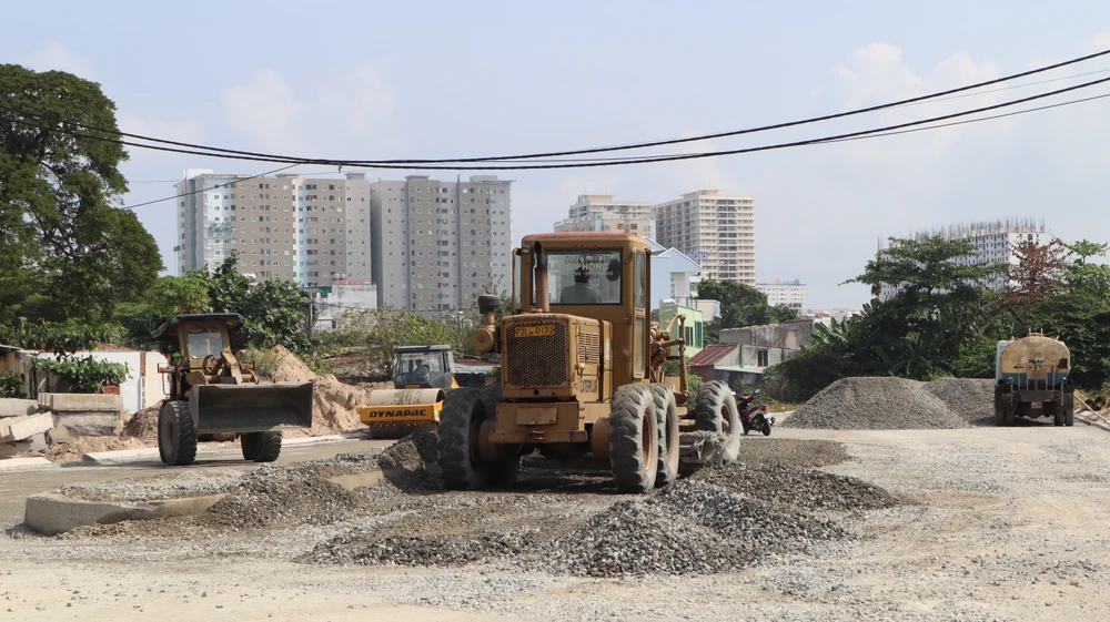 Thi công dự án đường Thống Nhất (nối dài) đoạn qua phường 3, TP Vũng Tàu. Ảnh: TK