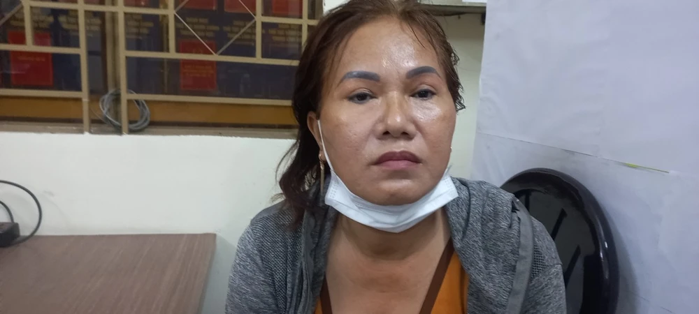 Bị can Nguyễn Thị Thanh Xuân khi bị bắt giữ, đưa về làm việc tại công an huyện Đất Đỏ. Ảnh: CA