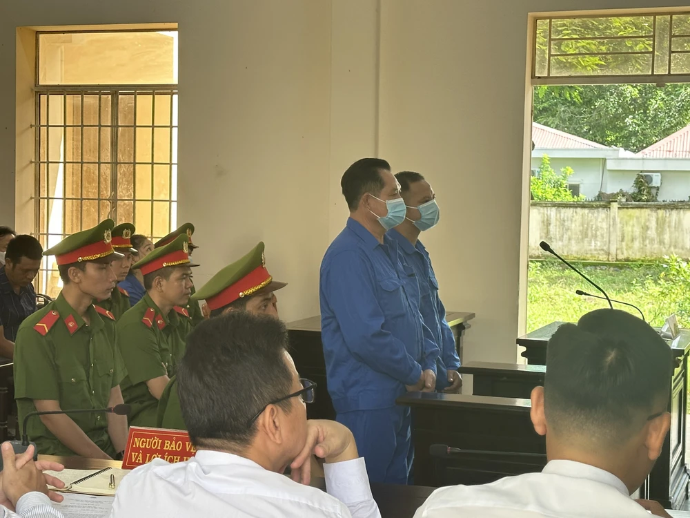 Phiên tòa xét xử bị cáo Lê Thái Thiện và Lê Thái Phong. Ảnh: TĐ