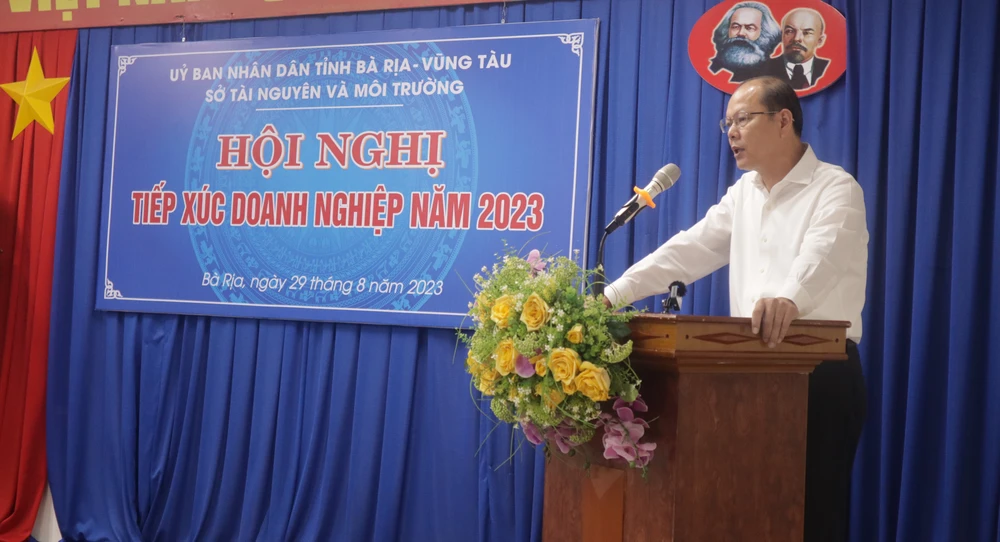 Ông Nguyễn Văn Hải, Giám đốc Sở TN&amp;MT tỉnh Bà Rịa-Vũng Tàu tại hội nghị. Ảnh: TK