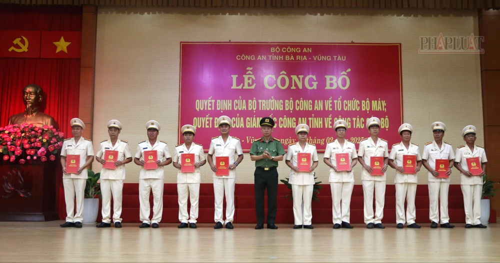 Công an tỉnh Bà Rịa – Vũng Tàu công bố các quyết định về tổ chức bộ máy, công tác cán bộ