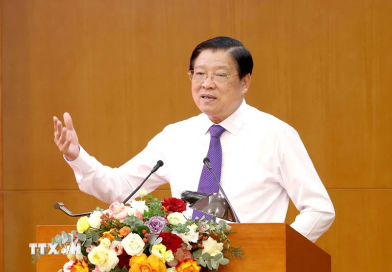 Ông Phan Đình Trạc, Ủy viên Bộ Chính trị, Bí thư Trung ương Đảng, Trưởng Ban Nội chính Trung ương phát biểu kết luận hội nghị