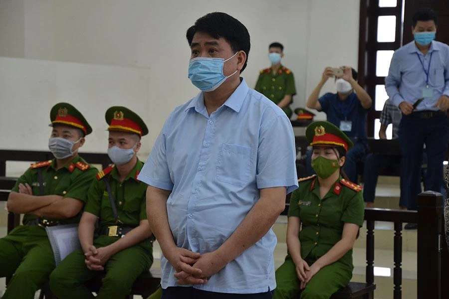 Cựu chủ tịch UBND TP Hà Nội Nguyễn Đức Chung tại tòa ngày 11-7. Ảnh: UYÊN TRANG