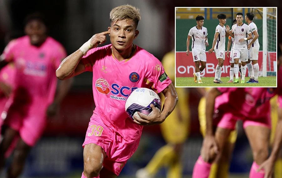 B. Bình Dương thay tướng (ảnh nhỏ) trong khi Sài Gòn FC chật vật tìm một điểm trên sân nhà Thống Nhất. Ảnh: ANH DUY