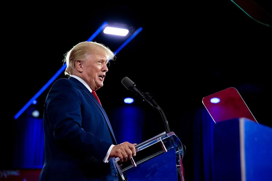 Cựu Tổng thống Donald Trump tại một hội nghị của đảng Cộng hòa ở TP Dallas, bang Texas ngày 6-8. Ảnh: THE NEW YORK TIMES