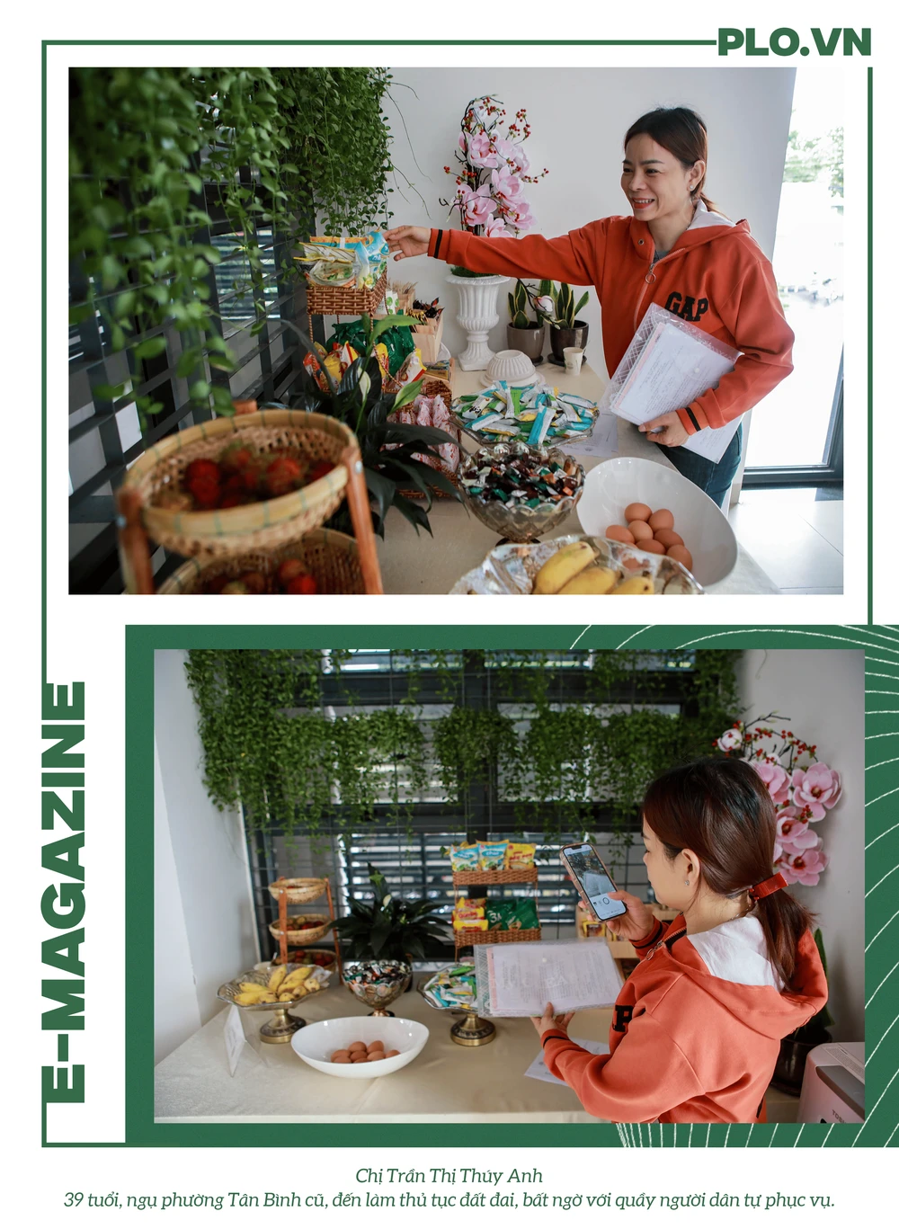 Chị Trần Thị Thúy Anh, 39 tuổi, ngụ phường Tân Bình cũ, đến làm thủ tục đất đai, bất ngờ với quầy người dân tự phục vụ.png