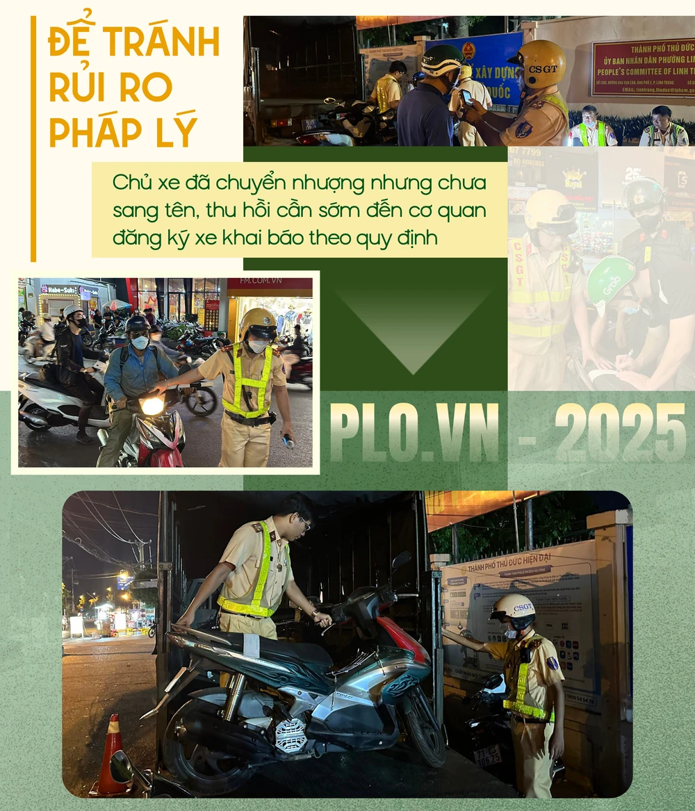 Chùm ảnh 7 với chú thích ảnh_ Để tránh rủi ro pháp lý, chủ xe đã chuyển nhượng nhưng chưa sang tên, thu hồi cần sớm đến cơ quan đăng ký xe khai báo theo quy định.png