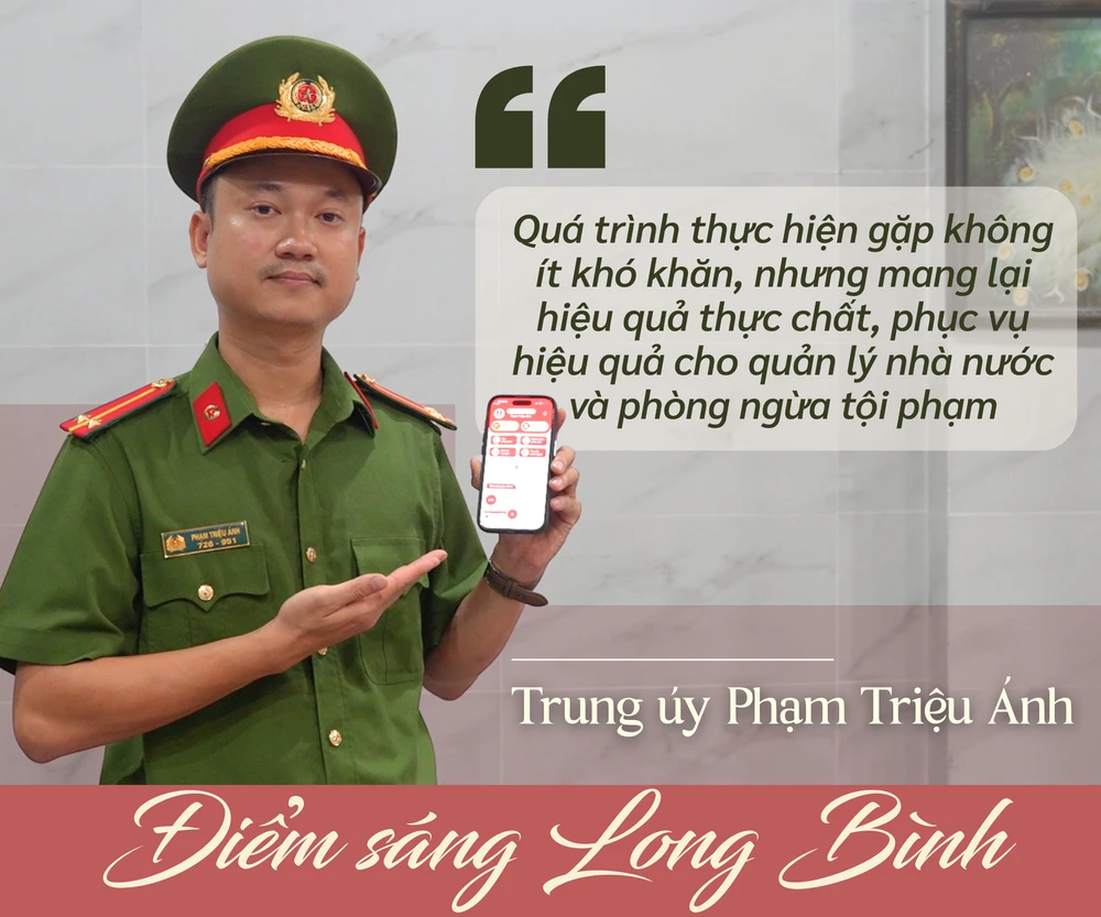 BOX Trung úy Phạm Triệu Ánh_ H31 + Trích dẫn_ “Quá trình thực hiện gặp không ít khó khăn, nhưng mang lại hiệu quả thực chất, phục vụ hiệu quả cho quản lý nhà nước và phòng ngừa tội.png