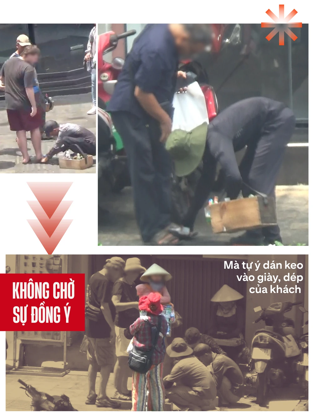 ẢNH GHÉP 3 - HỌ không chờ sự đồng ý mà tự ý dán keo vào giày, dép của khách (5 ảnh).png