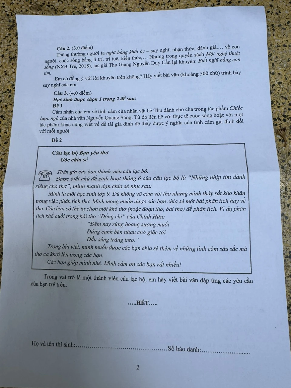 đề thi văn thi vào lớp 10.jpg