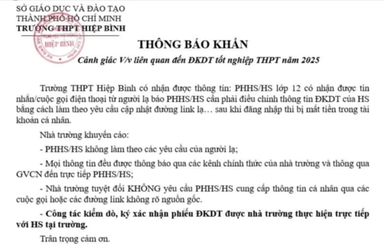 việc điều chỉnh thông tin đăng ký thi tốt nghiệp.