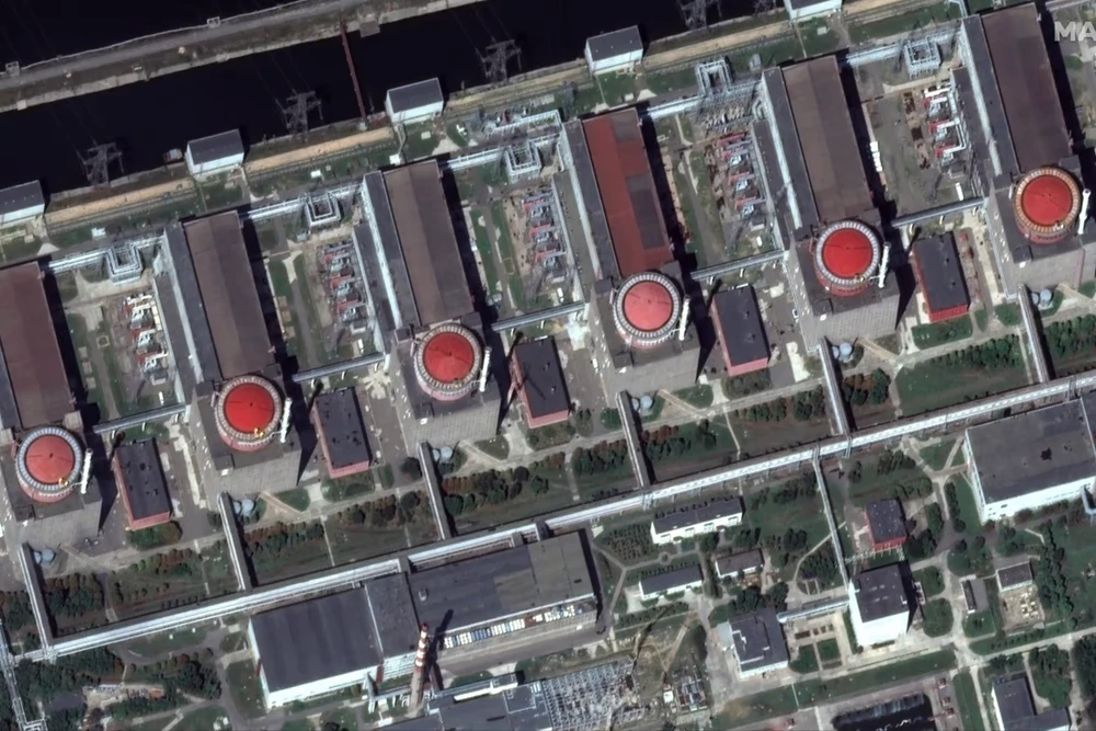 Nhà máy điện hạt nhân Zaporizhzhia ở TP Enerhodar, tỉnh Zaporizhia. Ảnh: Maxar Technologies
