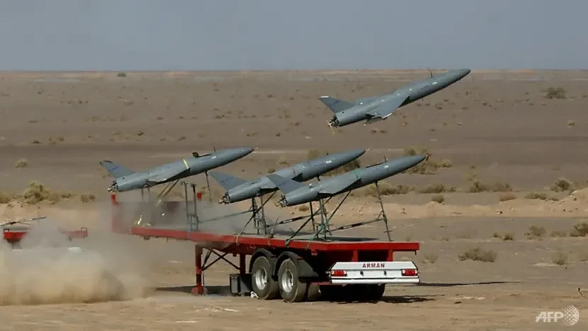 Máy bay không người lái Iran trong một cuộc tập trận ở khu vực không xác định trong lãnh thổ Iran. Ảnh: AFP