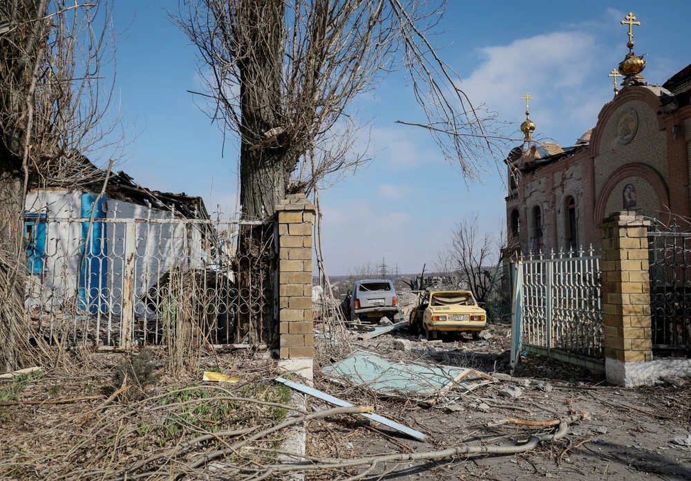 Cảnh đổ nát, hư hại sau một cuộc tấn công tại thành phố Avdiivka (Donetsk, Ukraine). Ảnh: REUTERS