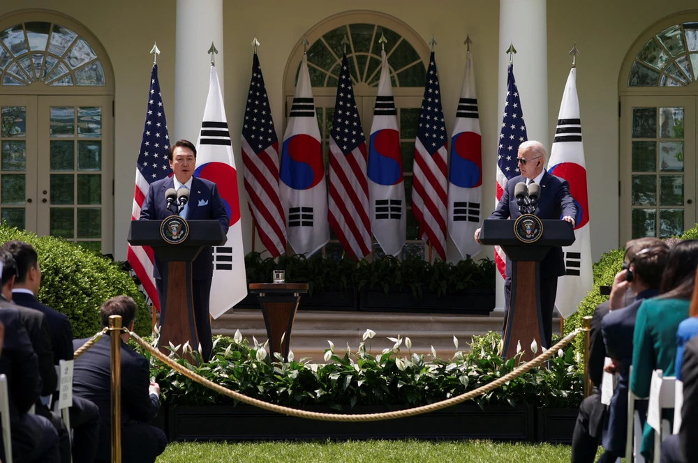 U.S. President Joe Biden hosts South Korea's President Yoon Suk Yeol at the White House