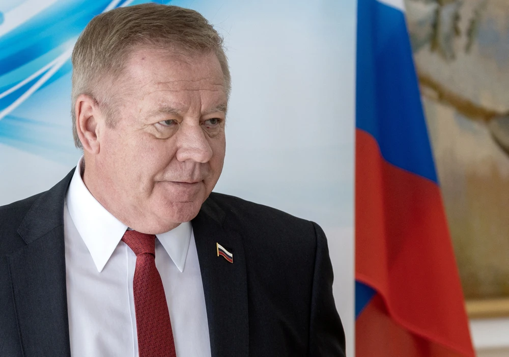 Đặc phái viên của Nga tại Liên Hợp Quốc - ông Gennady Gatilov trong cuộc họp báo về thỏa thuận ngũ cốc ở Biển Đen ở Geneva, Thụy Sĩ ngày 26-4. Ảnh: REUTERS