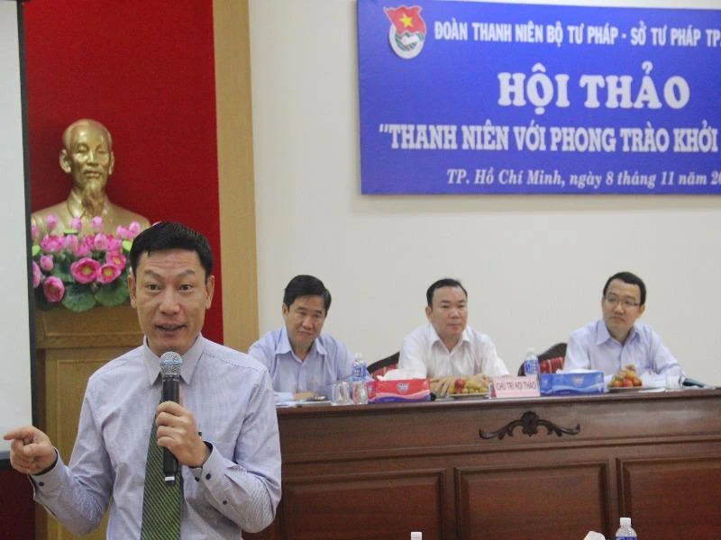 Đại biểu tham dự hội thảo "Thanh niên với phong trào khởi nghiệp" tại trụ sở Sở Tư pháp TP.HCM. Ảnh: K.P