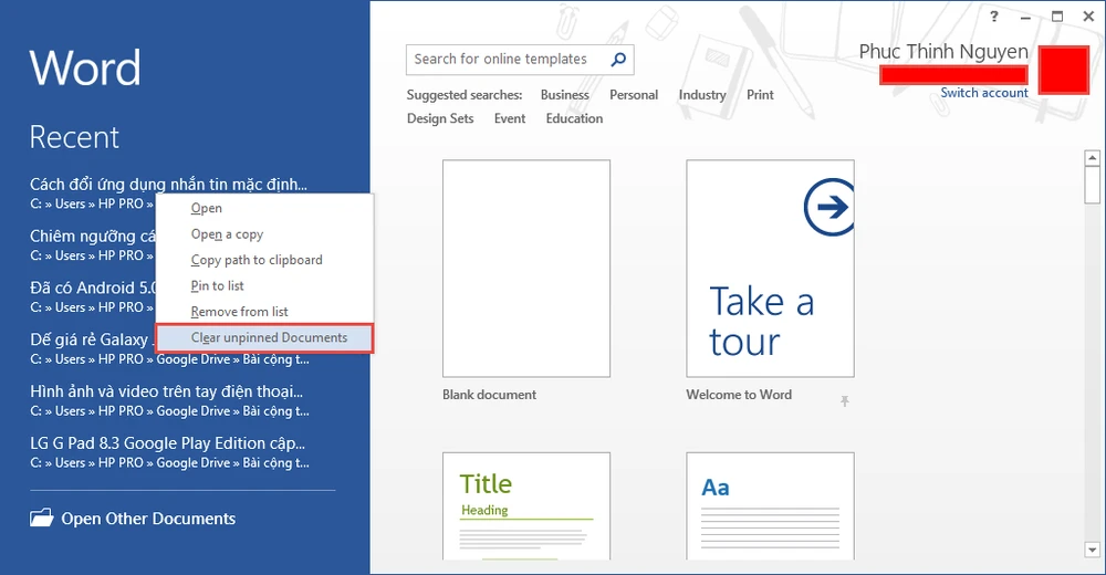 Xóa danh sách tài liệu gần đây trong MS Office ảnh 2