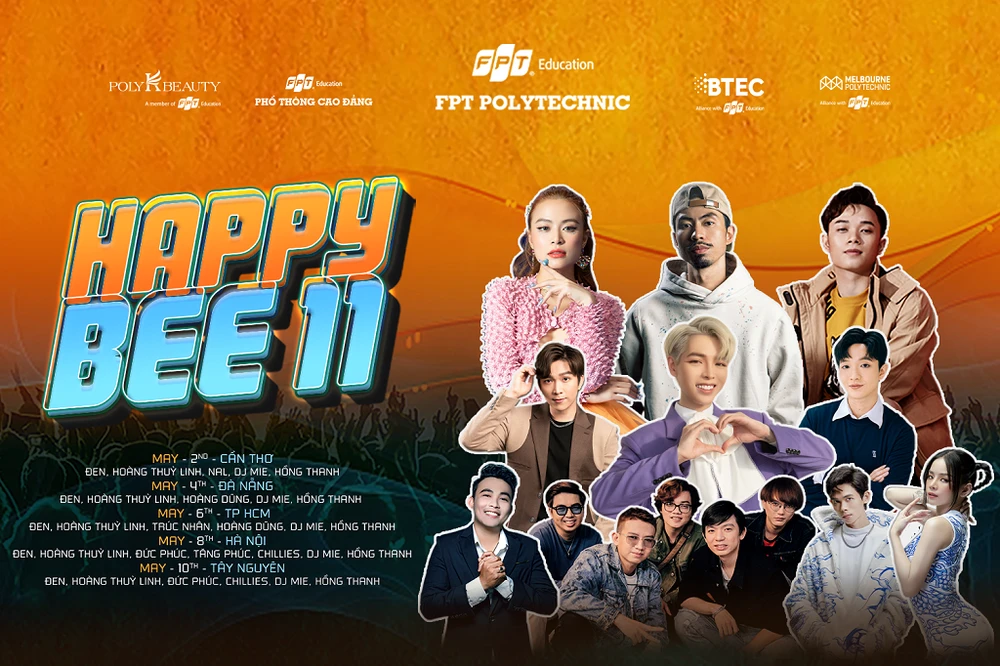 Đen, Hoàng Thùy Linh,Trúc Nhân, Chillies, Đức Phúc… đổ bộ đêm nhạc Happy Bee 11. Ảnh: HP