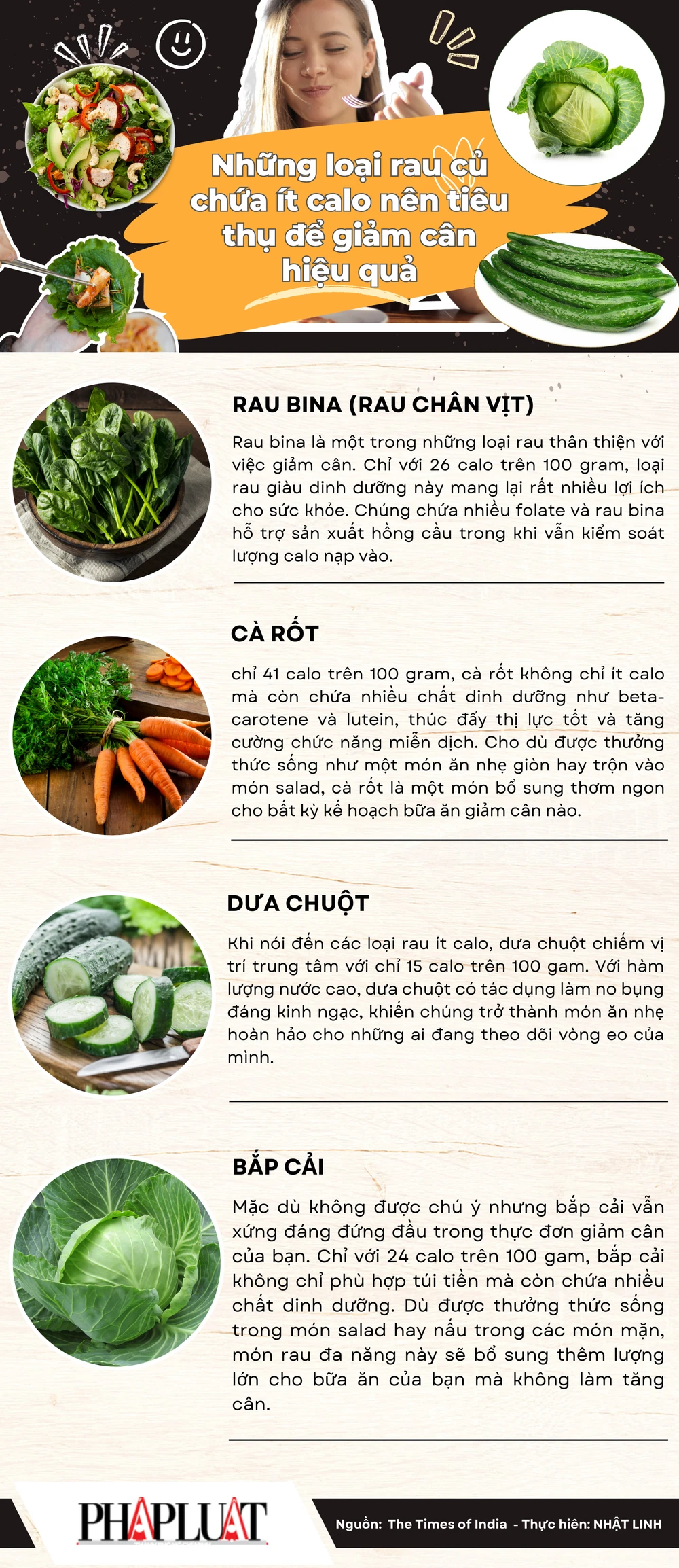 Những loại rau củ chứa ít calo nên tiêu thụ để giảm cân hiệu quả