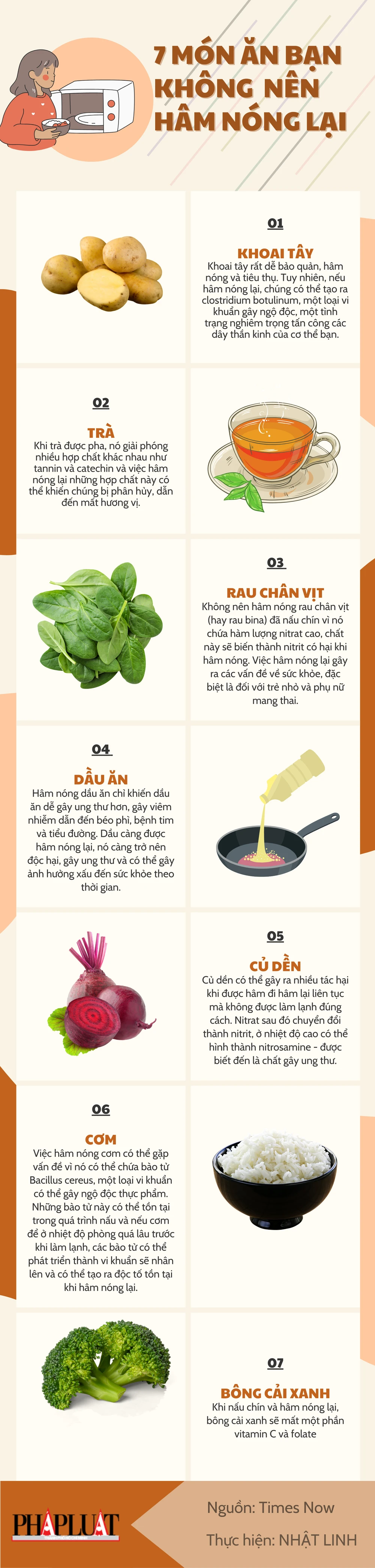 7 món ăn bạn không nên hâm nóng lại