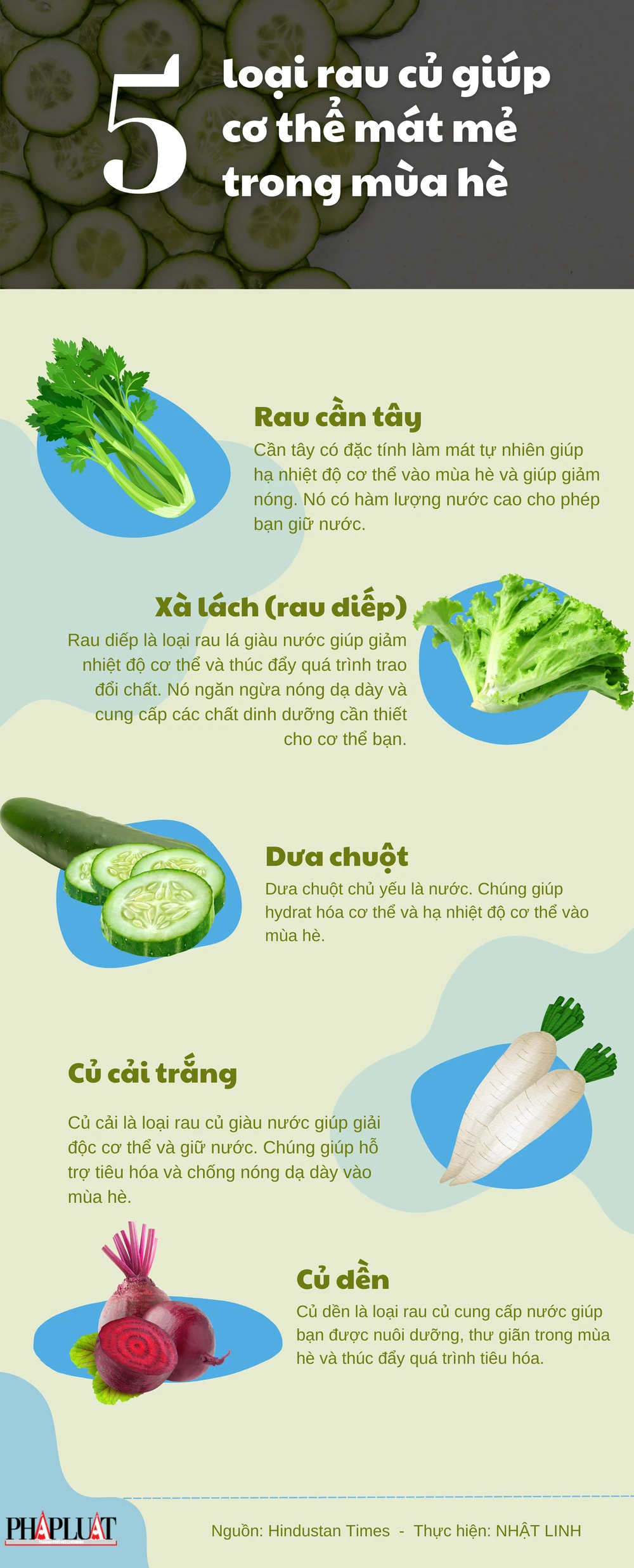 5 loại rau củ giúp cơ thể mát mẻ trong mùa hè