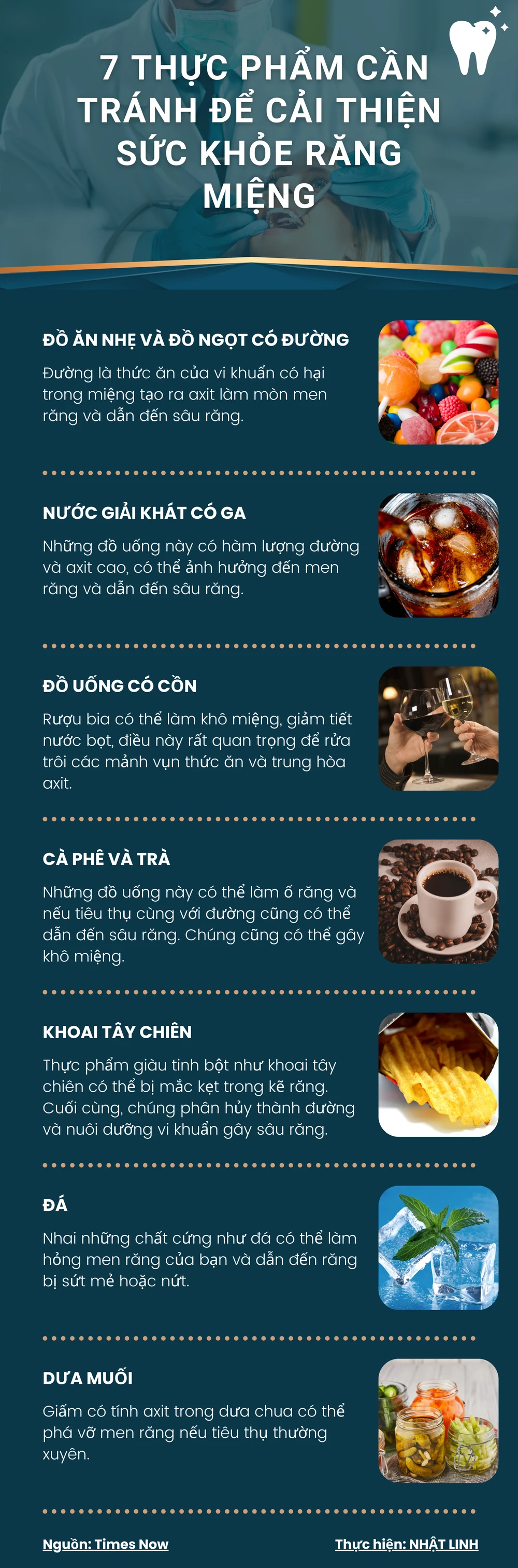 7 thực phẩm cần tránh để cải thiện sức khỏe răng miệng