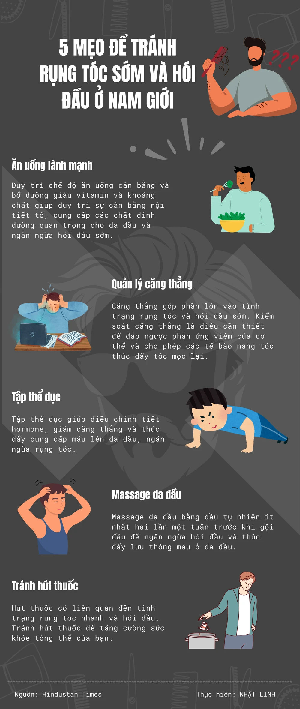 5 mẹo để tránh rụng tóc sớm và hói đầu ở nam giới