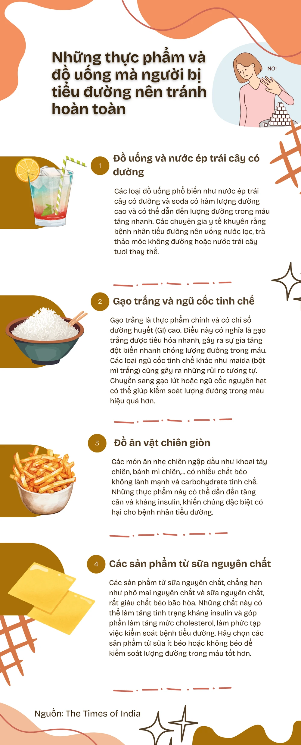 Những thực phẩm và đồ uống mà người bị tiểu đường nên tránh hoàn toàn