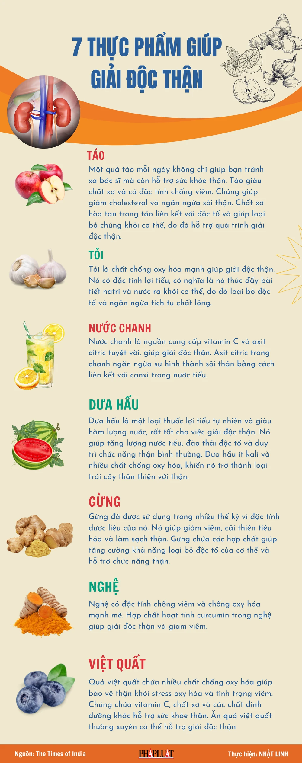 7 thực phẩm giúp giải độc thận