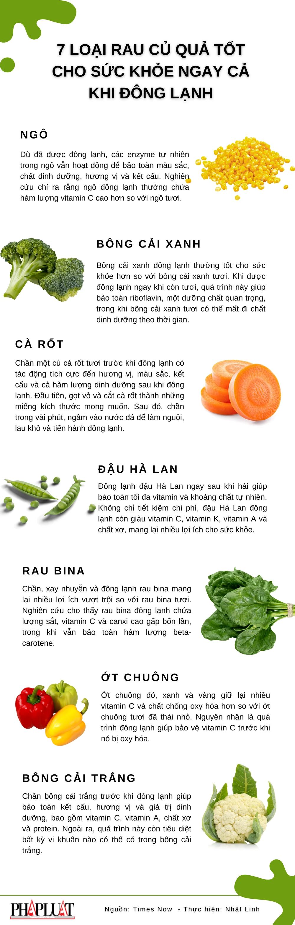 7 loại rau củ quả tốt cho sức khỏe ngay cả khi đông lạnh