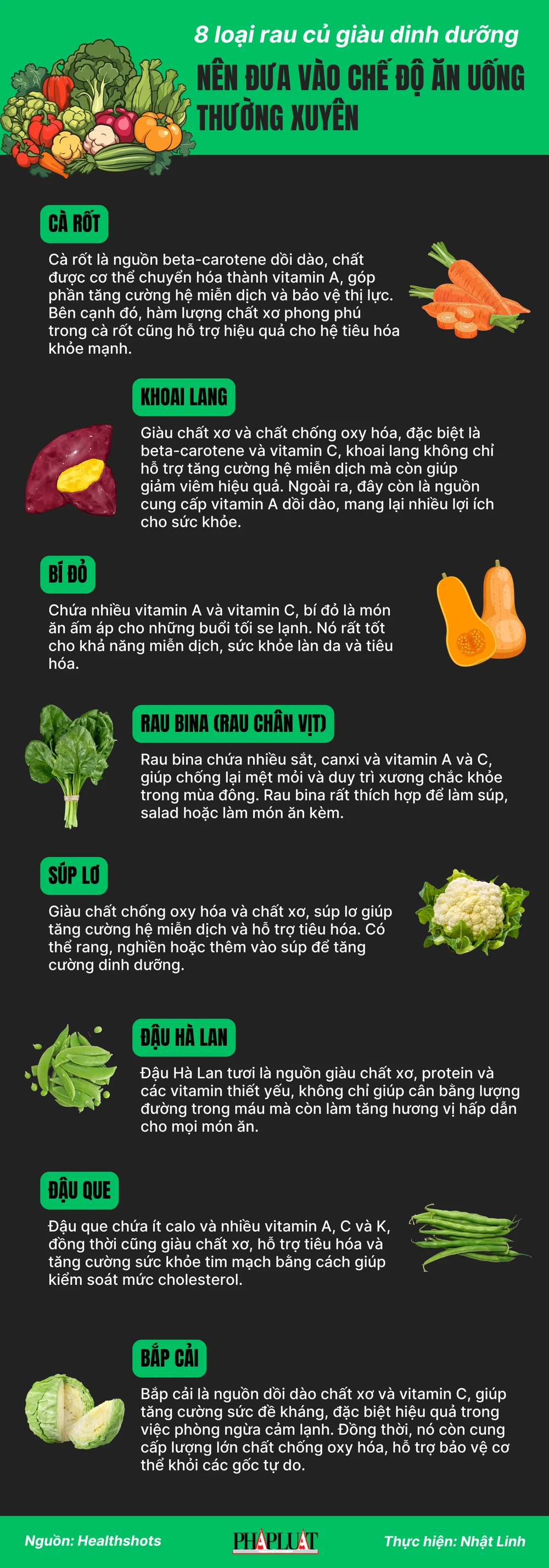 8 loại rau củ giàu chất dinh dưỡng nên đưa vào chế độ ăn uống thường xuyên