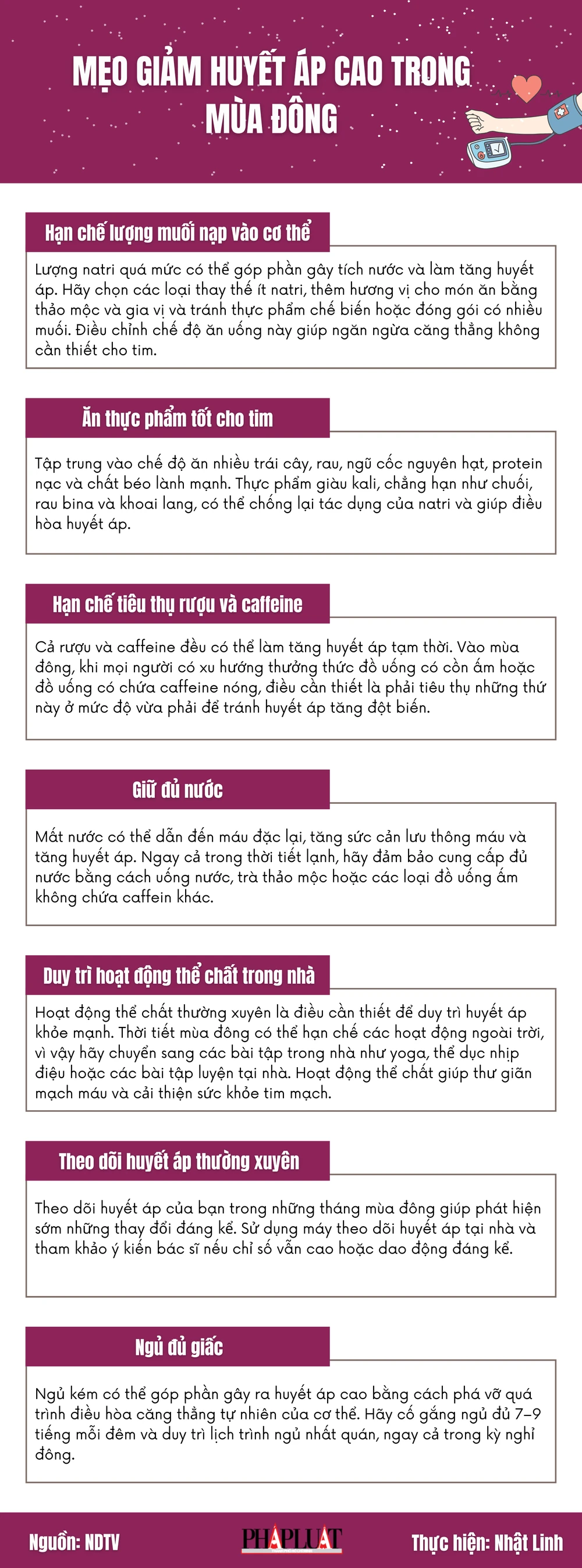 Mẹo giảm huyết áp cao trong mùa đông