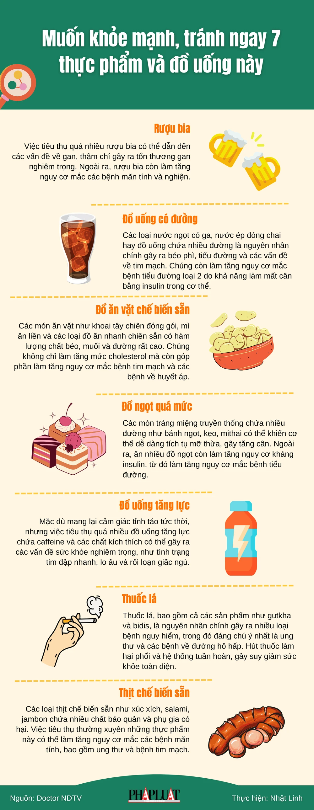 Muốn khỏe mạnh, tránh ngay 7 thực phẩm và đồ uống này