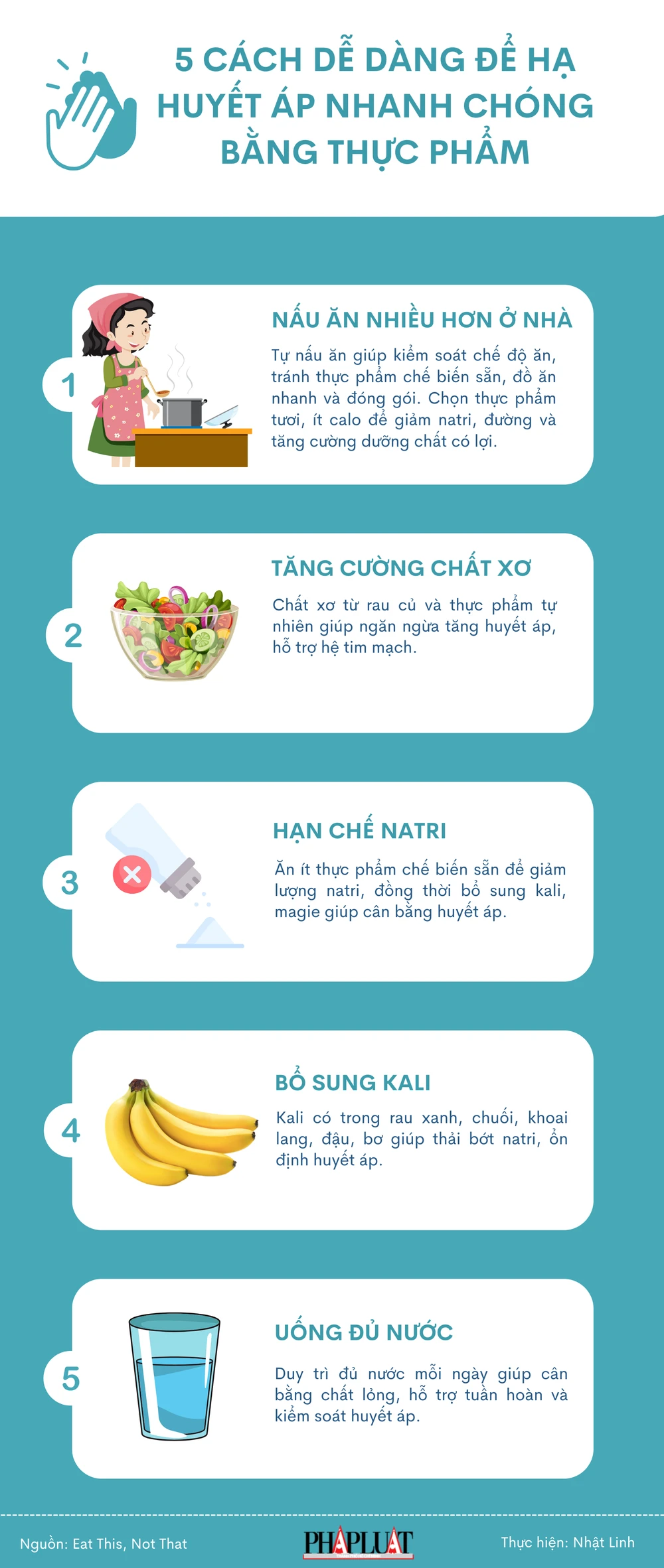 5 cách dễ dàng để hạ huyết áp nhanh chóng bằng thực phẩm