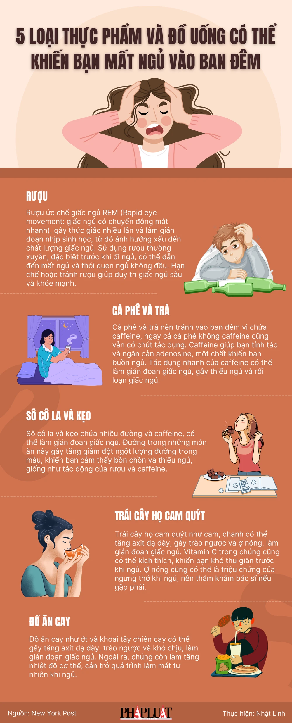 5 loại thực phẩm và đồ uống có thể khiến bạn mất ngủ vào ban đêm