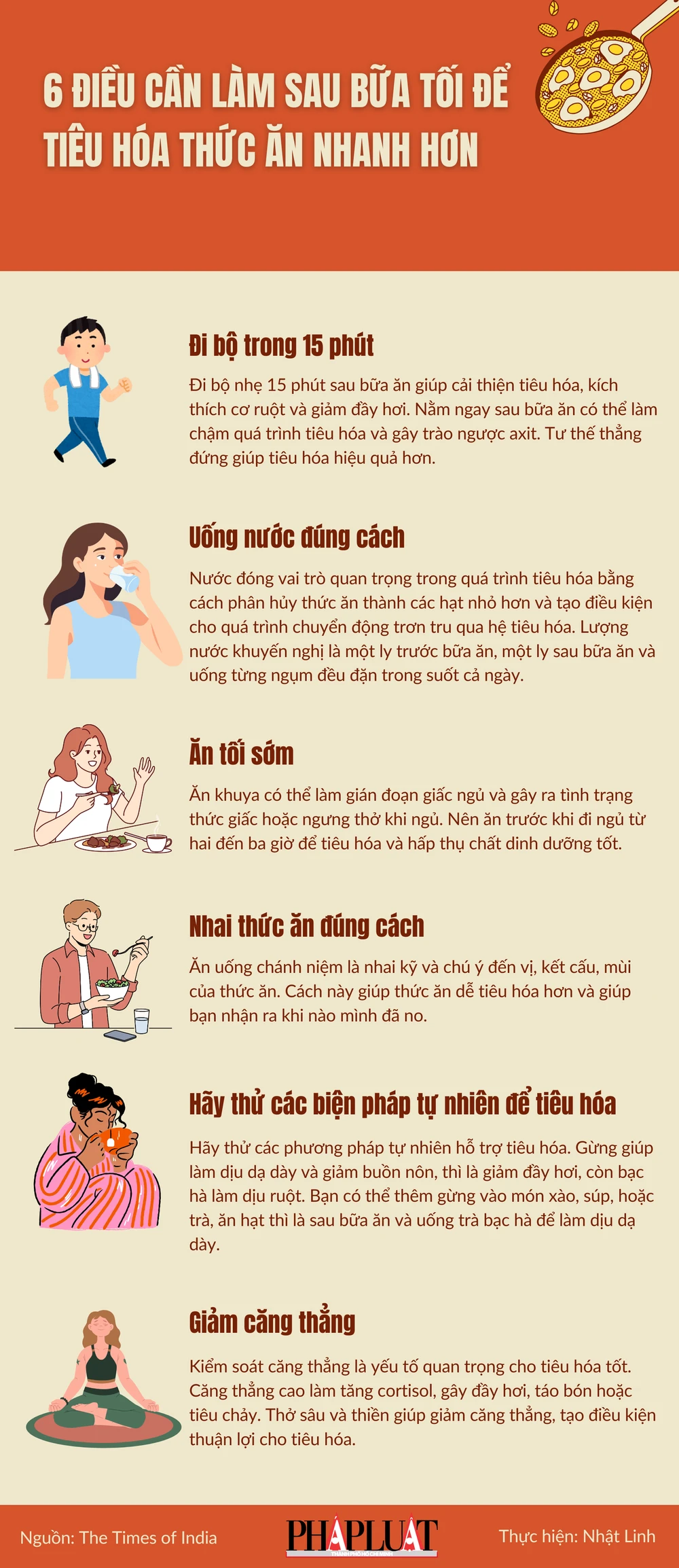 6 điều cần làm sau bữa tối để tiêu hóa thức ăn nhanh hơn