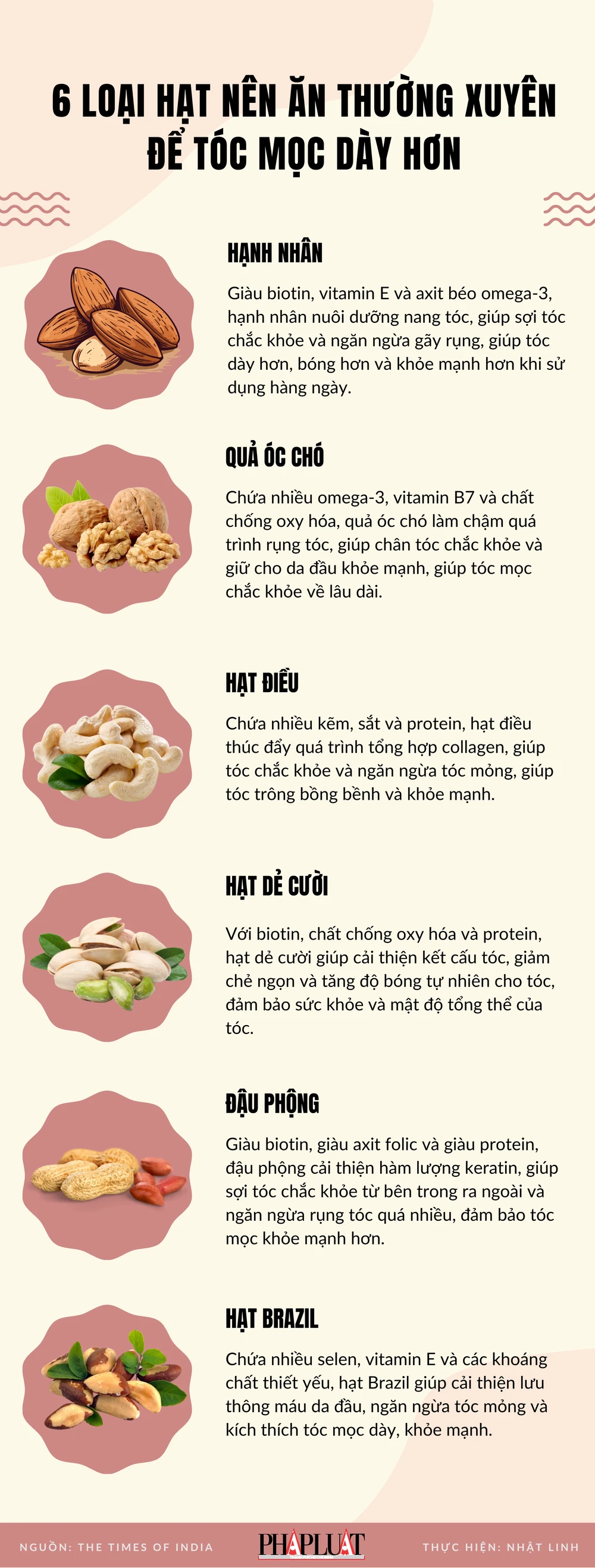 6 loại hạt nên ăn thường xuyên để tóc mọc dày hơn