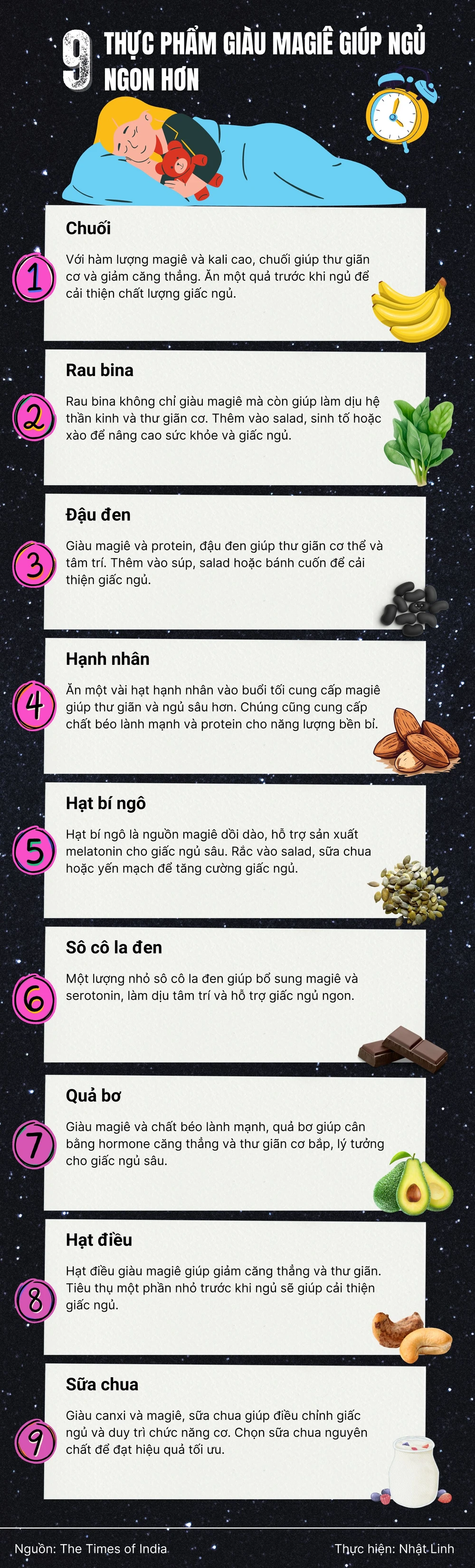 9 thực phẩm giàu magiê giúp ngủ ngon hơn