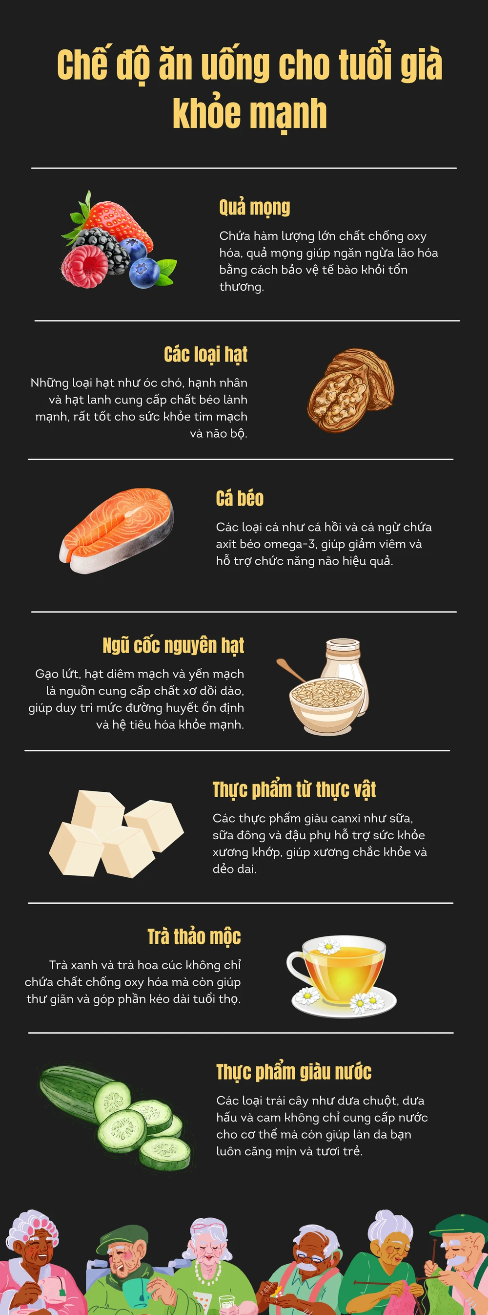 Chế độ ăn uống cho tuổi già khỏe mạnh