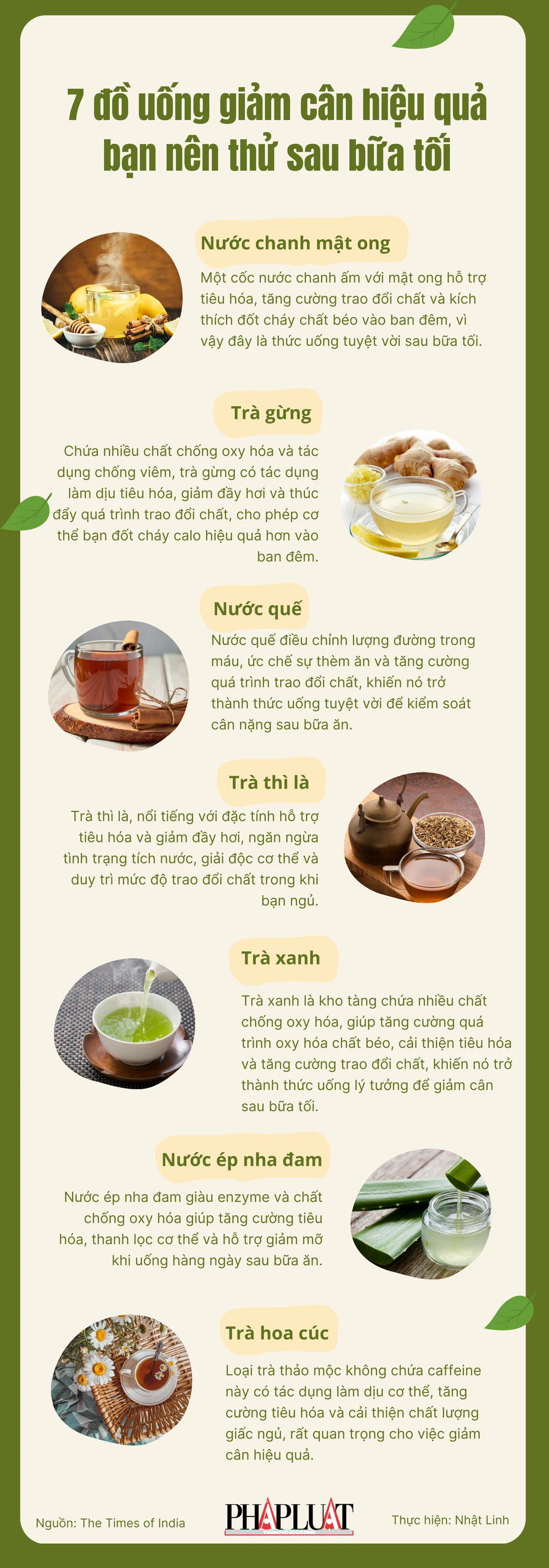 7 đồ uống giảm cân hiệu quả bạn nên thử sau bữa tối