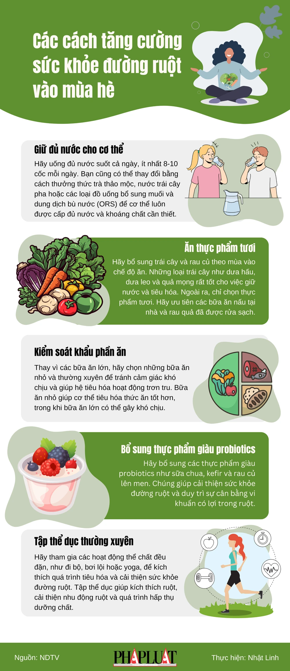 Các cách tăng cường sức khỏe đường ruột vào mùa hè