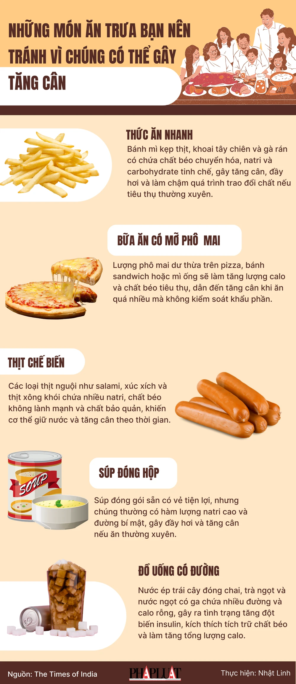 Những món ăn trưa bạn nên tránh vì chúng có thể gây tăng cân