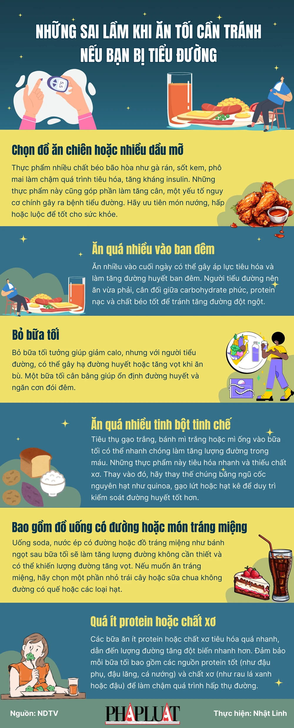 Những sai lầm khi ăn tối cần tránh nếu bạn bị tiểu đường