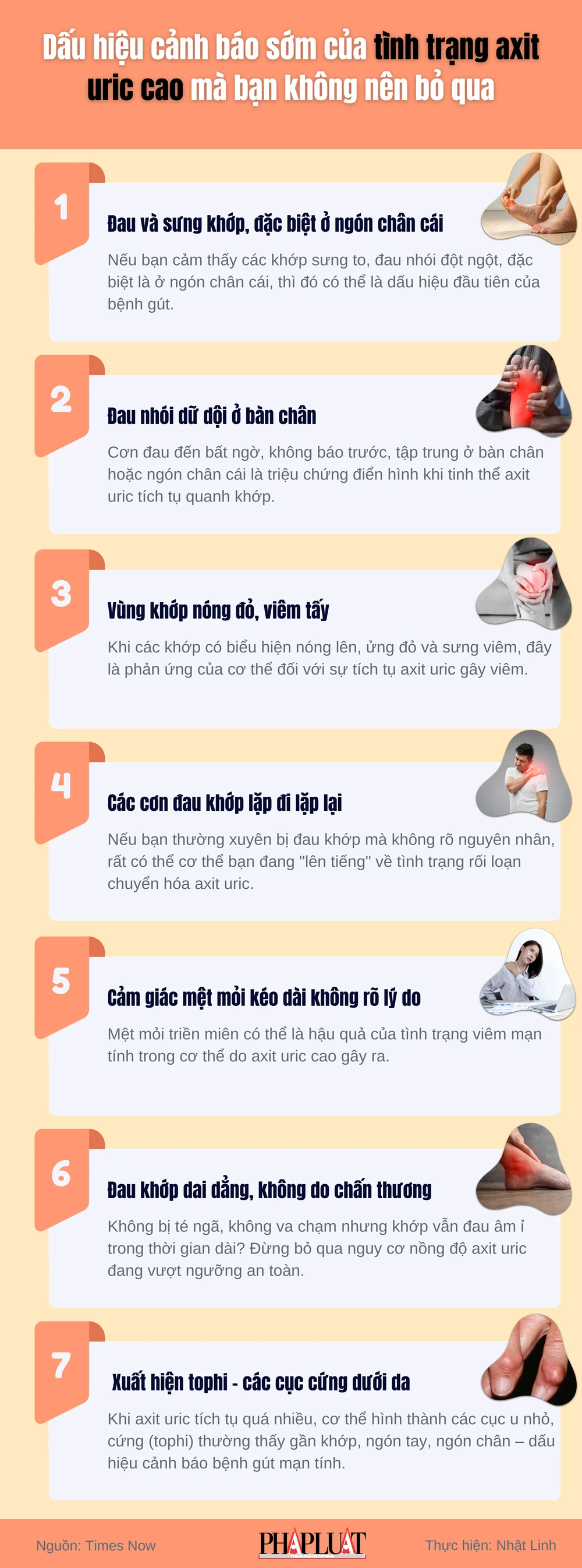 Dấu hiệu cảnh báo sớm của tình trạng axit uric cao mà bạn không nên bỏ qua