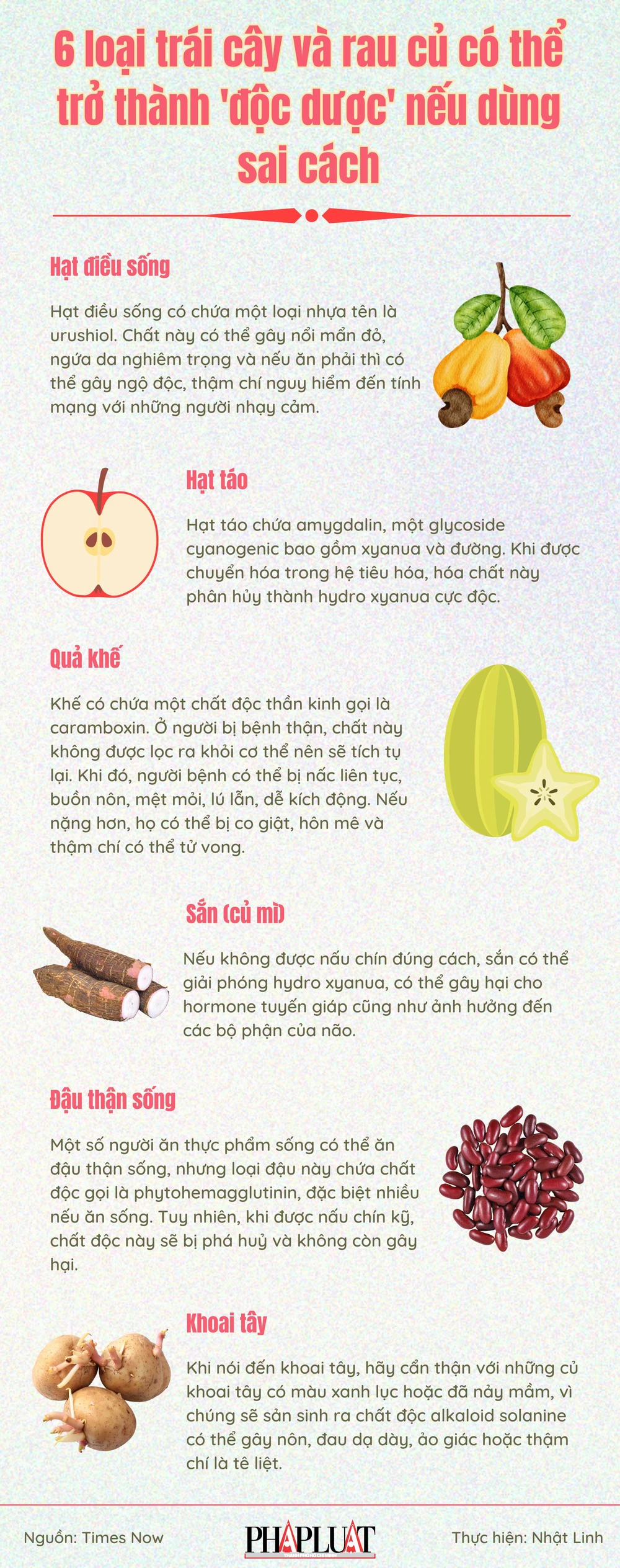 6 loại trái cây và rau củ có thể trở thành 'độc dược' nếu dùng sai cách