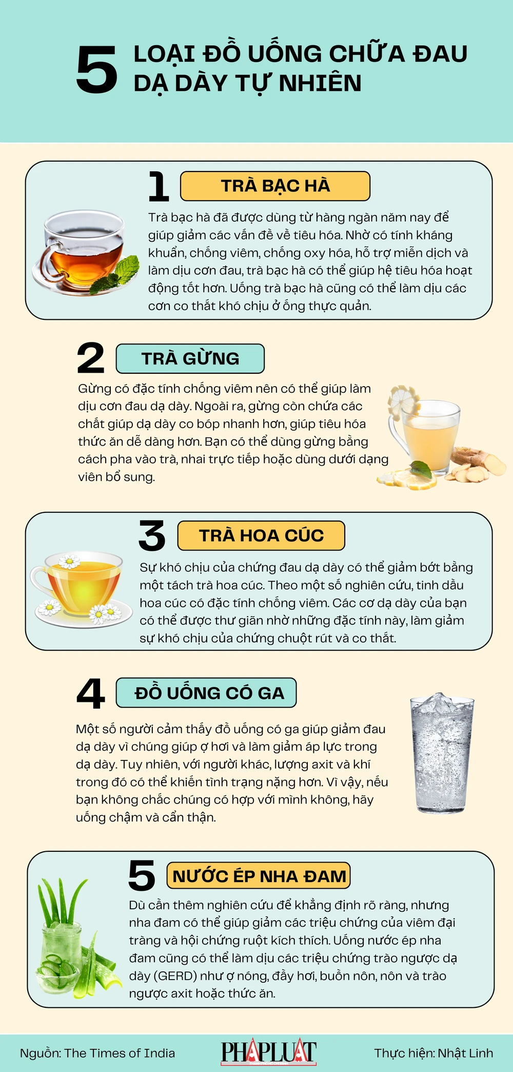 5 loại đồ uống chữa đau dạ dày tự nhiên