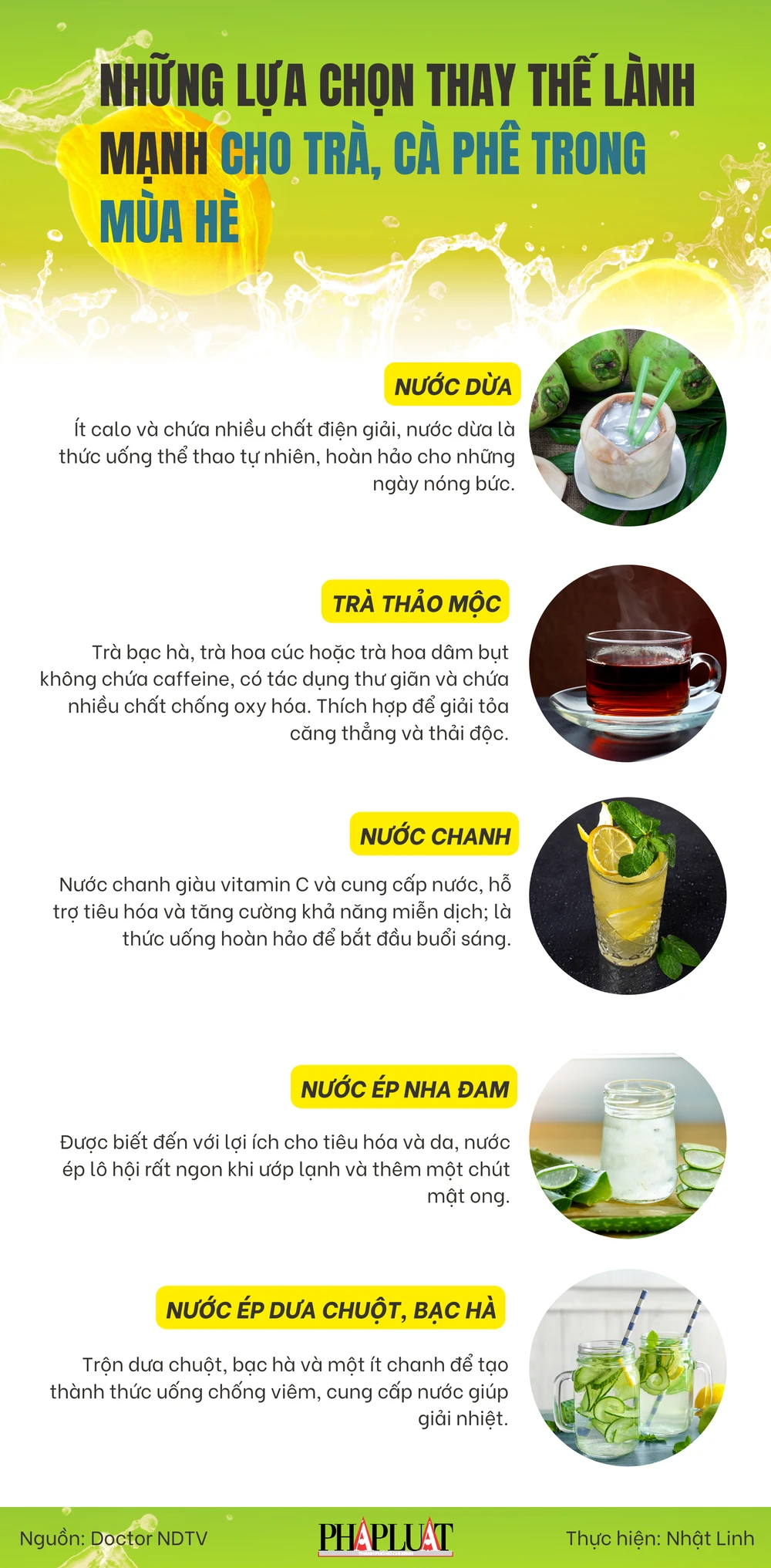 Những lựa chọn thay thế lành mạnh cho trà, cà phê trong mùa hè