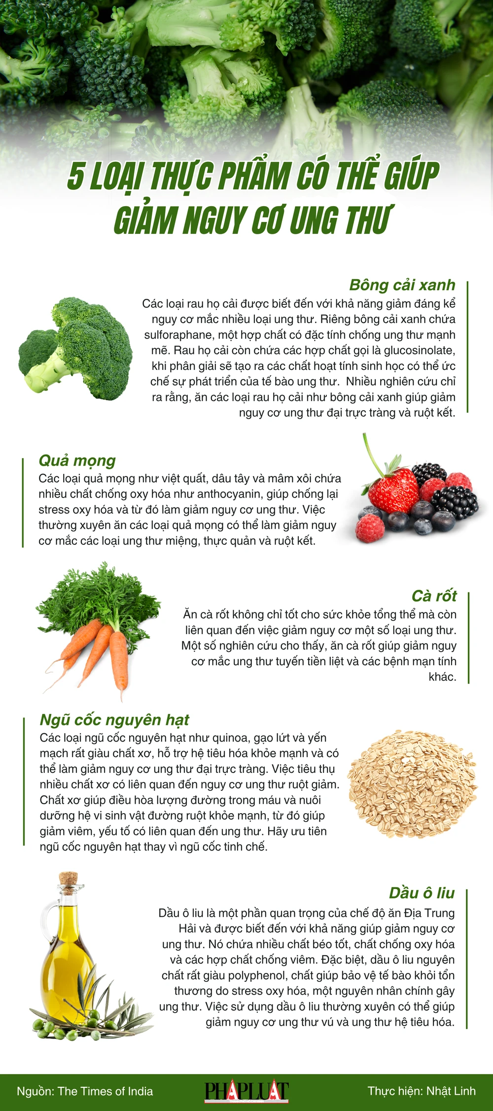 5 loại thực phẩm có thể giúp giảm nguy cơ ung thư